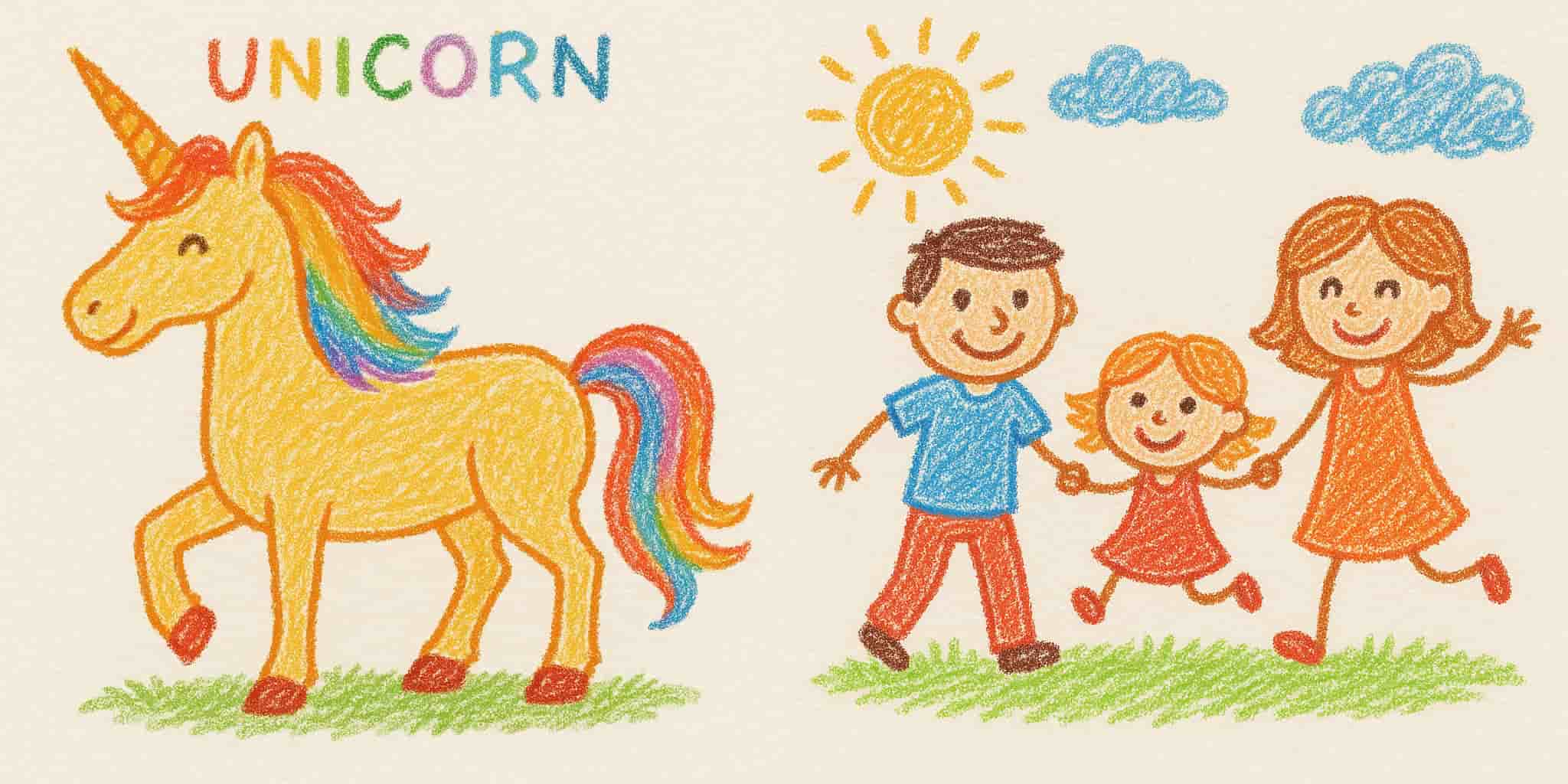 childish crayon unicorn